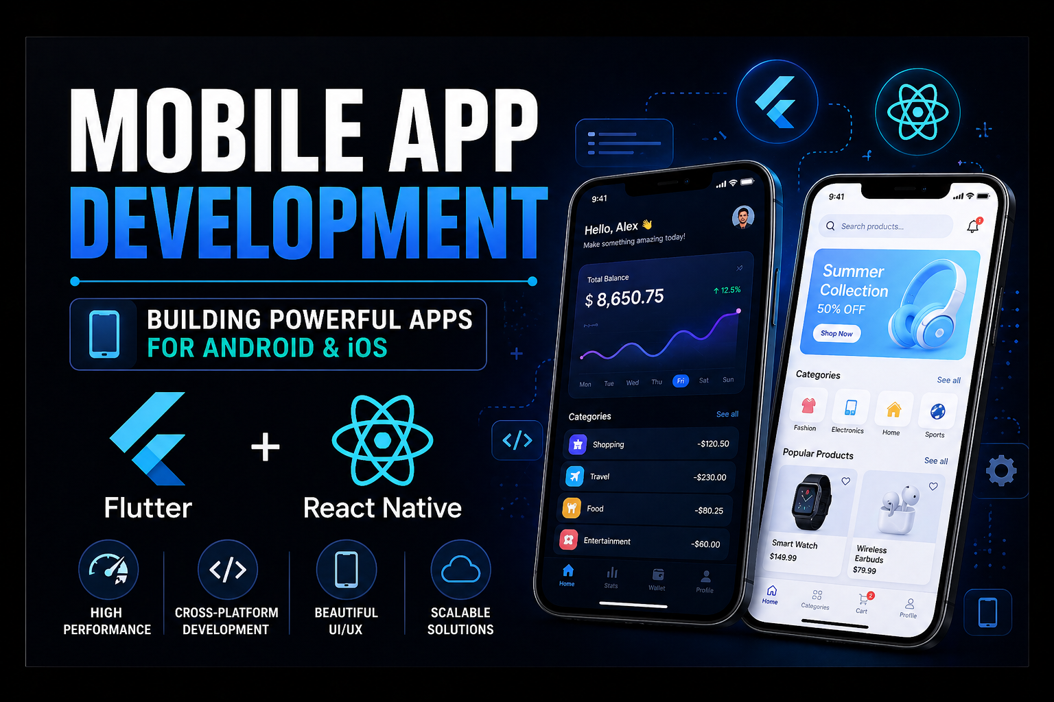 Mobile App Development (Flutter + React Native)